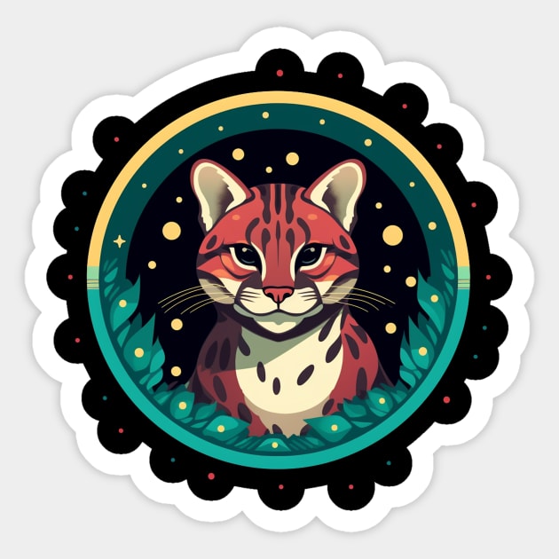 Ocelot in Ornament, Love Cats Sticker by logiamerch